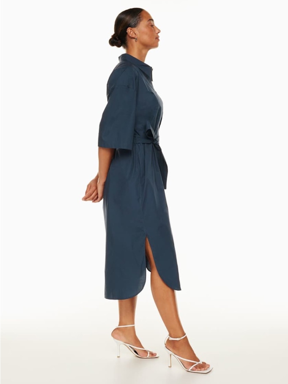 NWT Babaton Carnaby Poplin Slate Blue Belted Shirt Midi Dress 2XS Oversized - Picture 3 of 9